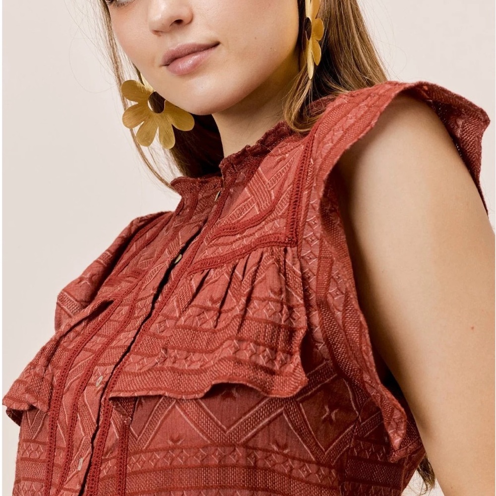 Rust Button-Up Women's Top - Picture 5 of 11